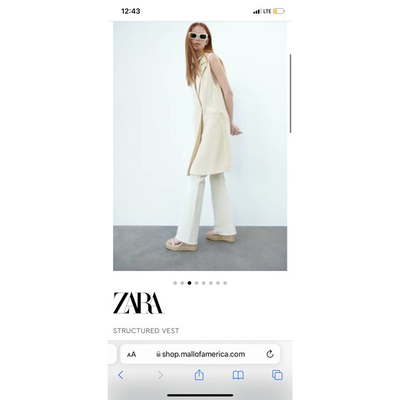 Zara Structure Ivory Tweed Longline Vest Sz XL - Picture 2 of 12